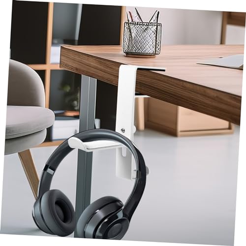 Desk Clamp Headphone Hanger Stand Metal Headphone Rack Non-Slip Pad for Multiple Space-Saving - color: White