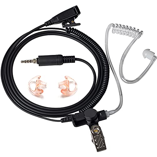 HYS Surveillance Kit Acoustic Tube Earpiece, 2-Way Radio Headset Built-in line mic PTT(Push to Talk) with Medium Silicon Earmold for Yaesu Vertex VX-6R VX-7E VX-127 VX-170 Walkie TalkieRadio
