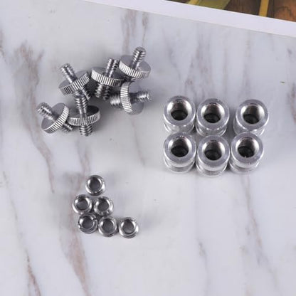 20pcs Metal Threaded Screw Adapter Set 1/4 to 3/8 Inch Converter Mounts for DSLR Camera Tripod and Microphone Stand, Silver, Compatible with Camera and Monopod Accessories