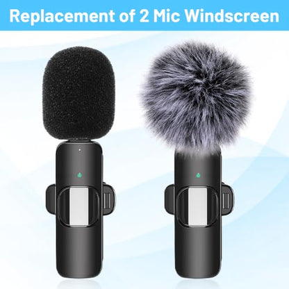 SHENLIU 9 Pcs Lavalier Microphone Windscreen Kit, 6 Pack Furry and Foam Mic Covers with 3 Pack 360° Rotatable Cable Clips, Universal Lapel Mic Accessories(for 2-4mm Round Wires)