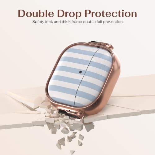 for AirPods 5/4 Case (2026/2024) with Double Safety Lock,Blue White Stripes - color: Blue White Stripes, size: AirPods 5/4 Case (2026/2024)