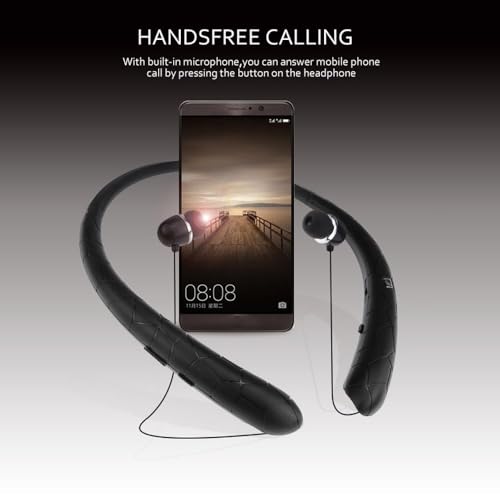 Retractable Neckband Bluetooth Headphones, No-Tangle Wireless Earbuds with 14Hrs Playtime, IPX5 Rating, CVC Noise Cancellation Mic for Crystal Clear Calls, Ideal for Running, Gym, Exercise