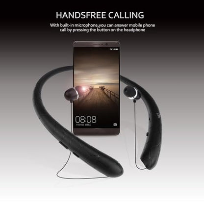 Retractable Neckband Bluetooth Headphones, No-Tangle Wireless Earbuds with 14Hrs Playtime, IPX5 Rating, CVC Noise Cancellation Mic for Crystal Clear Calls, Ideal for Running, Gym, Exercise