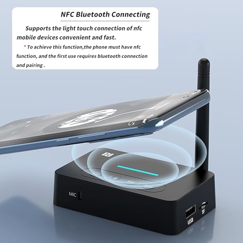 AUX Bluetooth Adapter for Home Stereo,NFC Wireless Audio Receiver for Music Streaming Sound System,TF Card Slot,USB, AUX/RCA Bluetooth Receiver Bluetooth Transmitter 2 in 1