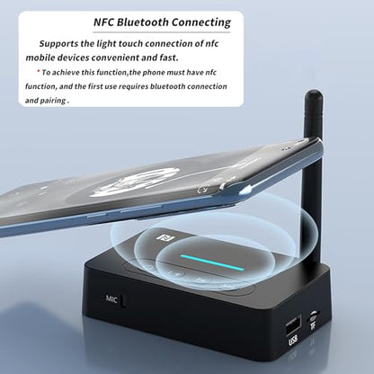 AUX Bluetooth Adapter for Home Stereo,NFC Wireless Audio Receiver for Music Streaming Sound System,TF Card Slot,USB, AUX/RCA Bluetooth Receiver Bluetooth Transmitter 2 in 1