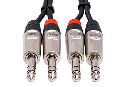 Hosa HSS-001.5X2 프로 스테레오 인터커넥트, 듀얼 REAN 0.6cm(1/4인치) TRS to Same, 4.8m(1.5피트) - size: 1.5피트