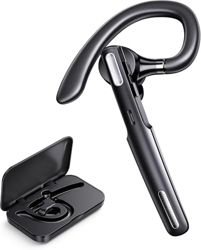 Swiitech Bluetooth Headset, Wireless Bluetooth Earpiece with Dual-Mic & Noise Canceling, Single Ear Headset with Mute for Business