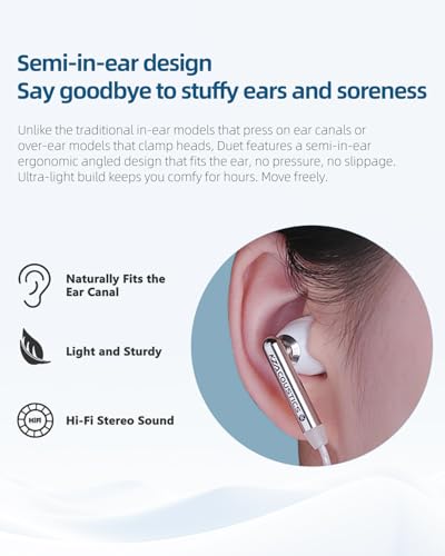 KZ Duet 유선 이어버드, 마이크 포함, 듀얼 드라이버 인이어 이어폰, 3.5mm 잭 포함 | 소음 차단 핏, 인라인 마이크 통화 및 트랙 컨트롤, 여행에 편리함, 화이트 - color: 마이크, style: 화이트