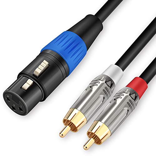 JOLGOO 언밸런스 XLR 암 - 듀얼 RCA Y 스플리터 브레이크 아웃 케이블, XLR 암 1개 - 2 RCA 수 Y 브레이크 아웃 케이블 어댑터 코드, 1.8m(6.6피트) - size: 6.6 Feet, style: XLR 암 - 듀얼 RCA 수