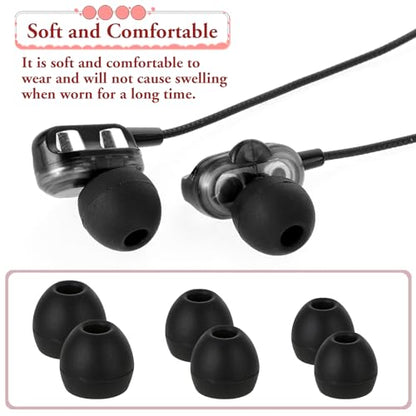 Hariendny 15 Pairs Silicone Ear Bud Replacement Pieces Earbuds Ear Tips Replacement Ear Bud Covers S/M/L Sizes Ear Gels Soft Earphones Earbuds Black Ear Cushion Ear Bud Tips Replacement Kit