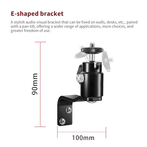 E-Shape Camera Wall Mount with 1/4" Screw and 5/8" Stud | Adjustable metal bracket for wall or ceiling use with cameras, monitors,lights, CCTV and VR base stations. - style: E Shape Wall Mount