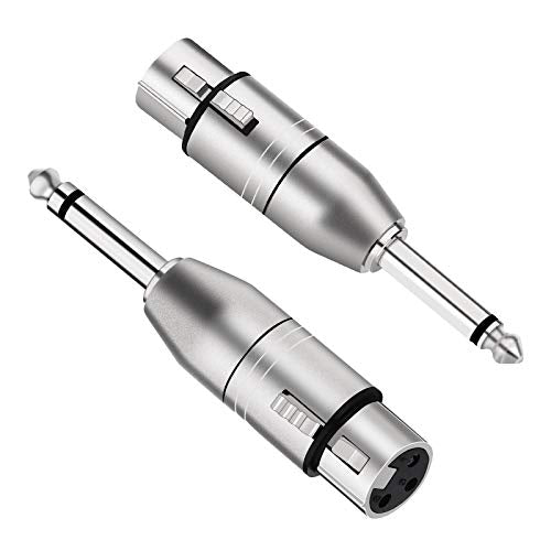 Tisino XLR Female to 1/4 Inch TS Mono Unbalanced XLR Adapter, 2 Pack | Unbalanced Female XLR to 1/4 inch Mono Jack Adapter for Mic, Mixer, Speaker, Amp, Microphone Adapter - color: XLRF to 1/4" TS