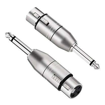Tisino XLR Female to 1/4 Inch TS Mono Unbalanced XLR Adapter, 2 Pack | Unbalanced Female XLR to 1/4 inch Mono Jack Adapter for Mic, Mixer, Speaker, Amp, Microphone Adapter - color: XLRF to 1/4" TS