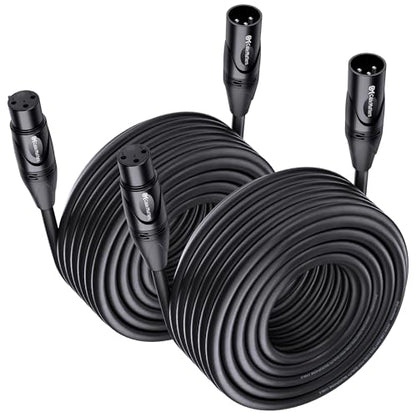 Cable Matters 2-Pack Premium XLR to XLR Cable, Microphone Cable, M-F, 50ft | Mic Cable, Male to Female, 21 AWG Oxygen-Free Copper (OFC), Black - size: 50 Feet