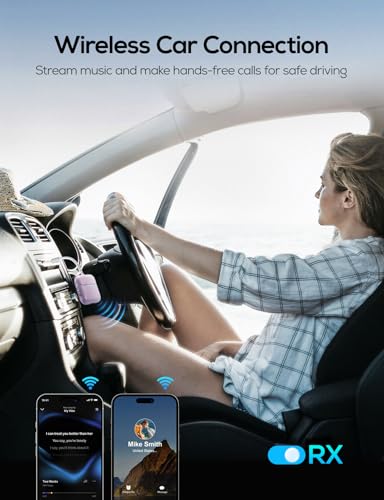 Nulaxy Air in-Flight Bluetooth Wireless Audio Transmitter Receiver for up to 2 AirPods Wireless Headphones, Bluetooth Adapter for All 3.5mm Aux Jacks on Airplanes, Purple