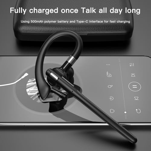 Wireless Headset with Mic for Work • PC Included • 50H Total Battery (8H+Case) • ENC BT 5.4 • IPX5 Waterproof for Office • Driving & PC - size: T526