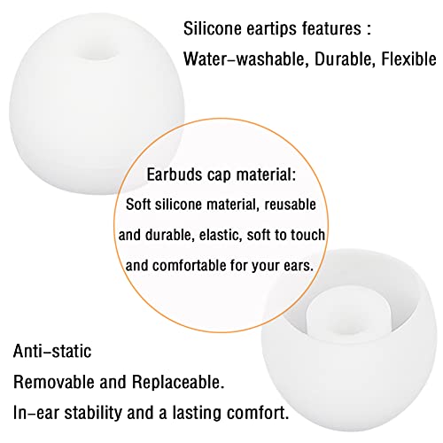 18 Pairs Silicone Ear Tips Replacement Earbud Tips for in- Ear Headphones Ear Covers (Inner Hole from 3.8mm-5.5mm Earphones) Earbud Replacement Tips Ear Bud Rubber Tips S M L - color: White