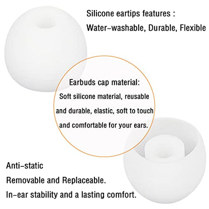 18 Pairs Silicone Ear Tips Replacement Earbud Tips for in- Ear Headphones Ear Covers (Inner Hole from 3.8mm-5.5mm Earphones) Earbud Replacement Tips Ear Bud Rubber Tips S M L - color: White
