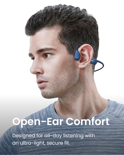 SHOKZ OpenRun (AfterShokz Aeropex) - Open-Ear Bluetooth Bone Conduction Sport Headphones - Sweat Resistant Wireless Earphones for Workouts and Running - Built-in Mic, with Headband | Bundle with Sweat Headband；Open ear comfort; Lightweight & Secure fit; I