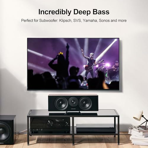 Subwoofer Cable 10 ft, Single RCA Coaxial Cord, Dual Shielded, Gold-Plated | Deep Bass for Subwoofer AV Receiver and more