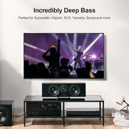 Subwoofer Cable 10 ft, Single RCA Coaxial Cord, Dual Shielded, Gold-Plated | Deep Bass for Subwoofer AV Receiver and more