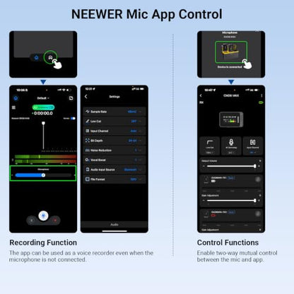 NEEWER CM26 MAX AI Wireless Lav Mic Compatible with iPhone 17 16 15 Android Camera PC, USB C Plug & Play App Control, 2 Level Noise Cancellation, 50h Total Battery, 120m Range, Apple MFi Certified