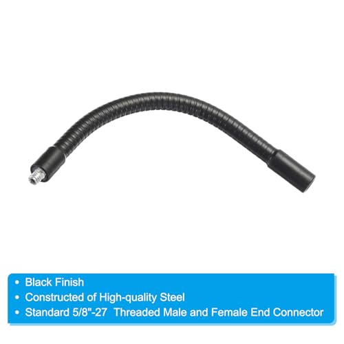 PATIKIL 8" Gooseneck, 2 Pcs 1/4"-20 Female to Male Thread Metal Universal Hose Flexible Arm Gooseneck Tube Extension Holder for Action Camera, Phone, Microphone, Black - size: 8 Inch
