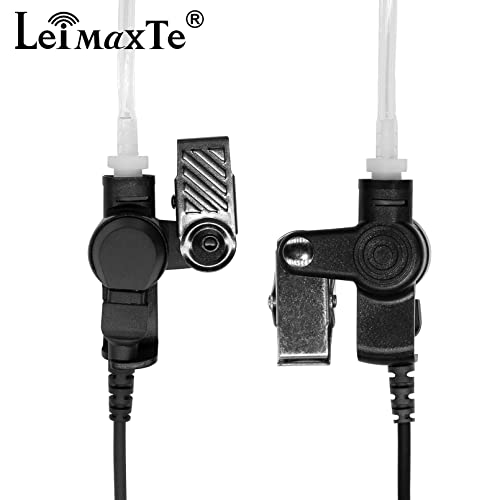 Two Way Radio Headset Compatible with Baofeng, Kenwood 2 Pin Walkie Talkie Surveillance Earpiece with Mic PTT, Acoustic Tube - color: Black Cable