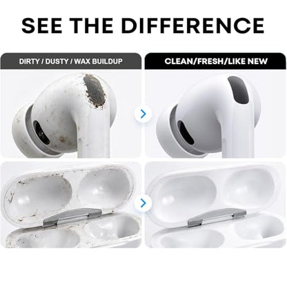 Cleaner Kit for AirPods Pro 3/2/1, 3-in-1 Earbud Cleaning Pen with Metal Tip, Soft Brush & Flocking Sponge, Cleaning Tool for Wireless Earbuds, Charging Case, Phone, Keyboard & Electronics