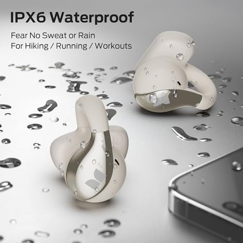 Monster Open Ear AC225 Earbuds, Stereo Sound, Bluetooth 6.0 Open Ear Headphones, Lightweight Comfort Clip-On Earbuds with ENC Mic for Clear Calls, 36H Playtime, Touch Control, IPX6 Waterproof, White