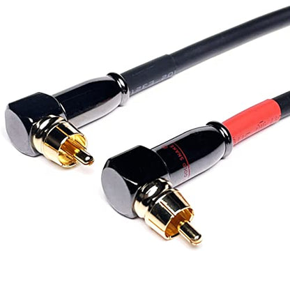 CESS-167-1f RCA Right Angle to Straight Type Male to Male Preamp Jumpers Patch Cable, 2 Pack (1 Foot) - size: 1 Foot
