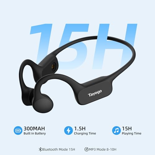 Tayogo Swimming Headphones, Bone Conduction Open-Ear Headphones for Swimming, 32GB MP3 Player & Bluetooth 5.4, Underwater Swimming Headphones, Earbuds Underwater for Running Cycling Workout (Black)