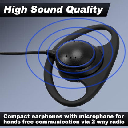 Macarrie 6 Pcs Radio Headset with Mic 2 Pin D Shape Walkie Talkie Earpiece with Mic Walkie Talkie Earpiece Compatible with Rt68 Rt19 Rt27 Rt28 Rt22 Rt21 H-777 2 Way Radios, Soft Ear