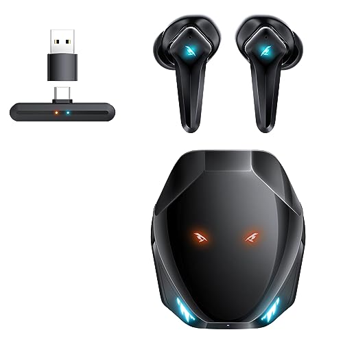V1 게이밍 이어버드, 2.4Ghz 동글이 있는 15ms 낮은 대기 시간, 3D 스테레오 사운드, 블루투스 5.4, IPX4 무선 이어버드, PC, PS5, PS4, 스위치, VR용 노이즈 캔슬링 마이크 포함