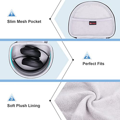 Headphone Case Compatible with Beats Studio Pro/Solo 4 / Studio 3 / Solo 3 / Picun B8 / BERIBES/JLab JBuds Lux ANC Wireless Bluetooth Noise Cancelling Headphones（Outer Black+Inner Grey） - color: Gray