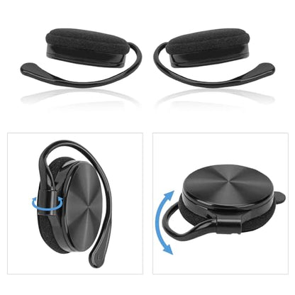 GEEKRIA Wired Clip-On Ear Headphones, Portable Hook-On Ear Headphones with Microphone and Call Controller Compatible with Android, Avoid Headphone Hair (Black)