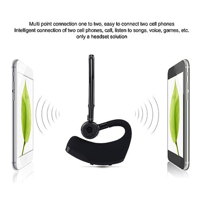 Single Ear Bluetooth Headset with Noise Canceling Mic | Hands Free Earpiece for Driving, 180 Degree Adjustable, Long Standby Battery, Lightweight ABS Design