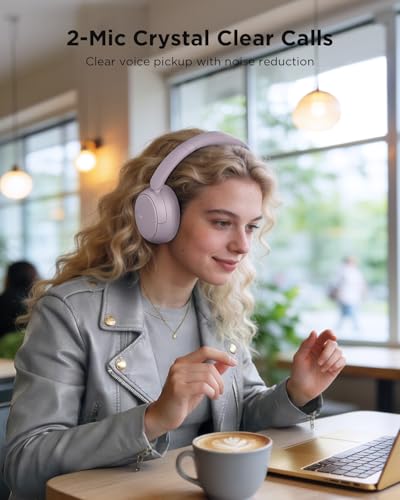 TALIX H30 Hybrid Active Noise Cancelling Headphones, 110H Playtime Hi-Res Audio Bluetooth 6.0 Wireless Over Ear ANC Headphones for Commute/Travel (Purple) - color: Purple