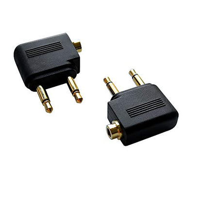 Posdou Dual 3.5mm Male to 3.5mm Female Airplane Headphone Adapter Gold Plated (2 Pack)