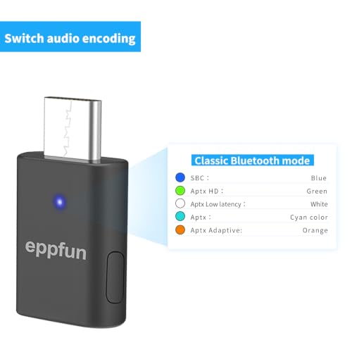 eppfun USB C Bluetooth Adapter for ps5/PS4, Dual Connection Wireless Audio Adapter Low Latency Dongle with 3.5 mm Analog Mic for PC, Mac, Phone