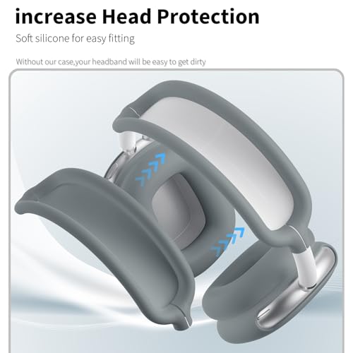 Maxjoy for AirPods Max Case, Soft Silicone Ear Cups & Headband Cover, Anti-Scratch Protective Accessories, Gray - color: Gray