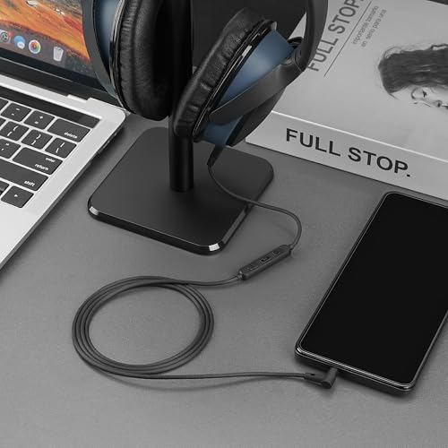 GEEKRIA Audio Cable with Mic Compatible with Bose QuietComfort Ultra II/SE/45/35 II, 700 Headphones, 3.5mm to 2.5mm Replacement Stereo Cord with Inline Microphone (4 ft/1.2 m)