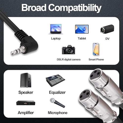3.5mm TRS to XLR Female Microphone Y Splitter Cable 1.8M | 90 Degree 1/8 inch to Dual XLR Audio StereoPatch Cord,for Microphone Mixer Speaker Amplifer - style: female