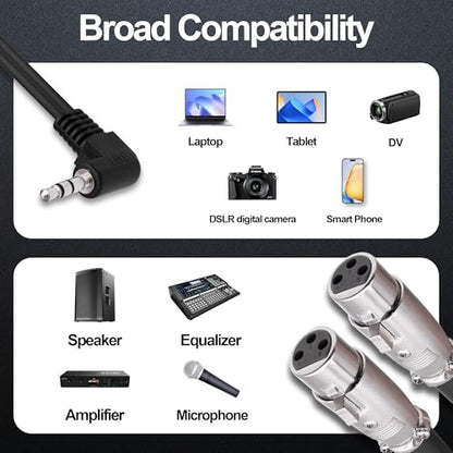 3.5mm TRS to XLR Female Microphone Y Splitter Cable 1.8M | 90 Degree 1/8 inch to Dual XLR Audio StereoPatch Cord,for Microphone Mixer Speaker Amplifer - style: female