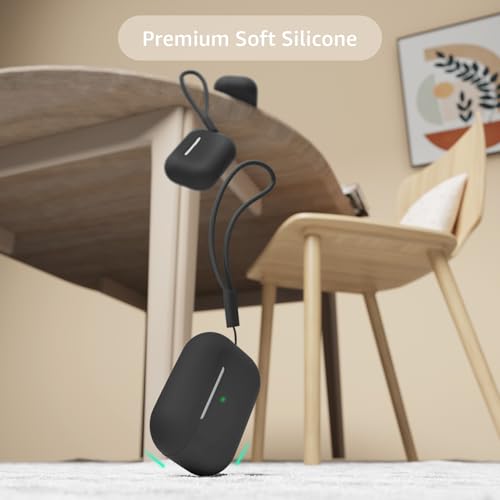 Compatible with Airpods Pro 2 Case, Soft Silicone Skin Cover Protective Cases with Cleaner kit and Lanyard Compatible for AirPod Pro 2nd Generation, Front LED Visible - Deep Space Gray