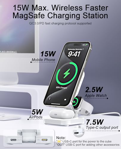 5-in-1 Magnetic Wireless Charging Stand for Apple MagSafe Charger