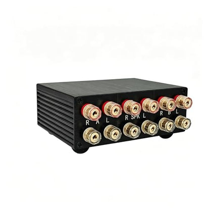 2-Way Audio AMP Amplifier Speaker Selector Switch switcher Box 2 in 1 Out | Use 10A Silver Contact 4 4PDT 12 PIN Toggle Switch with OFF Position, Passive No External Power,Plug and play, A B Switch