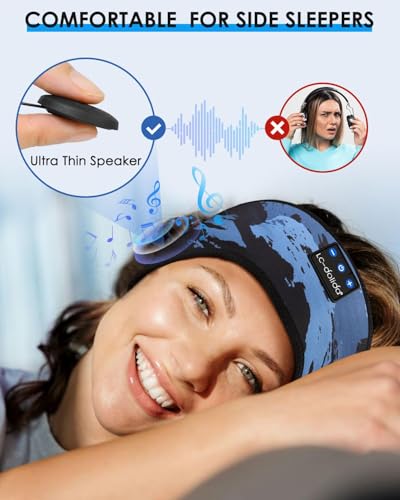 LC-dolida Sleep Headphones Bluetooth Headband, Sleep Headphones Wireless Bluetooth with Ultra-Thin HD Stereo Speaker, Sleep Headband Earphones for Workout Yoga Insomnia Meditation Gifts(Blue) - color: Azure
