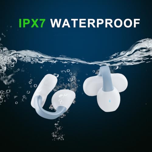 IHAO Clip Ear Sport Earbud Headphones Bluetooth 5.3 Open Earpiece, Clip On Ear Never Fall Out 8 Hours Playtime with Charging Case, HiFi Sound Noise Reduction Painless Firm Wear IPX4 Waterproof-White - color: Clip Earbud White