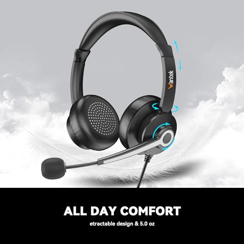 Wantek USB & 3.5mm Headset with Mic for PC/Laptop,Wired Headset with Noise-Cancelling Microphone & Audio Controls Perfect for Home Office Online Class Skype Zoom Call Center Webinar,All Day Comfort - color: USB+3.5mm(Binaural)